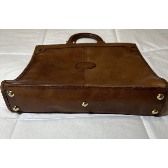 Fashion Imports Vintage Italian Leather Top Handle Cognac Brown Messenger Bag - Picture 5 of 9